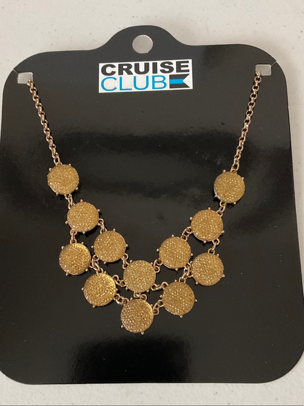 Cruise Club Textured Gold-Tone Bib Multi Disc Necklace